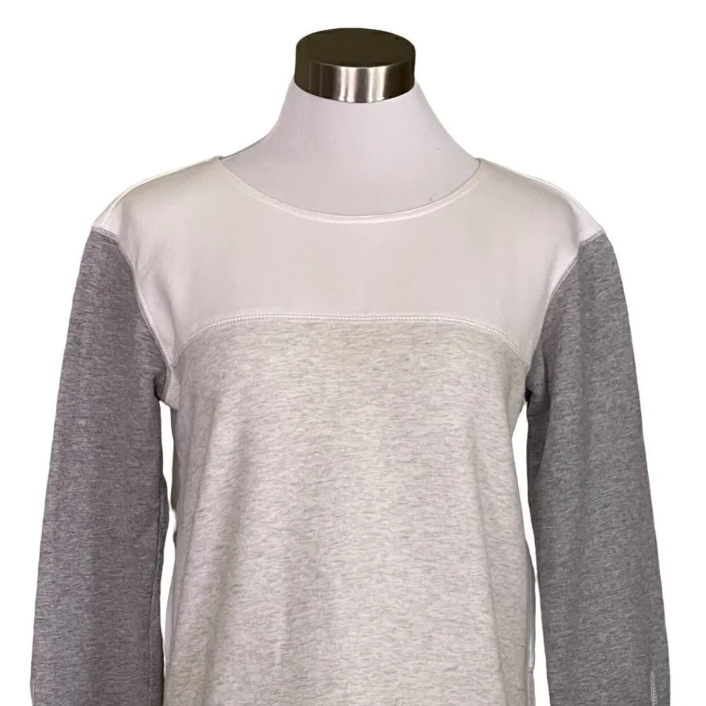 J Crew Colorblock Back Zip Sweatshirt Womens XS Gray White Long Sleeve Pullover